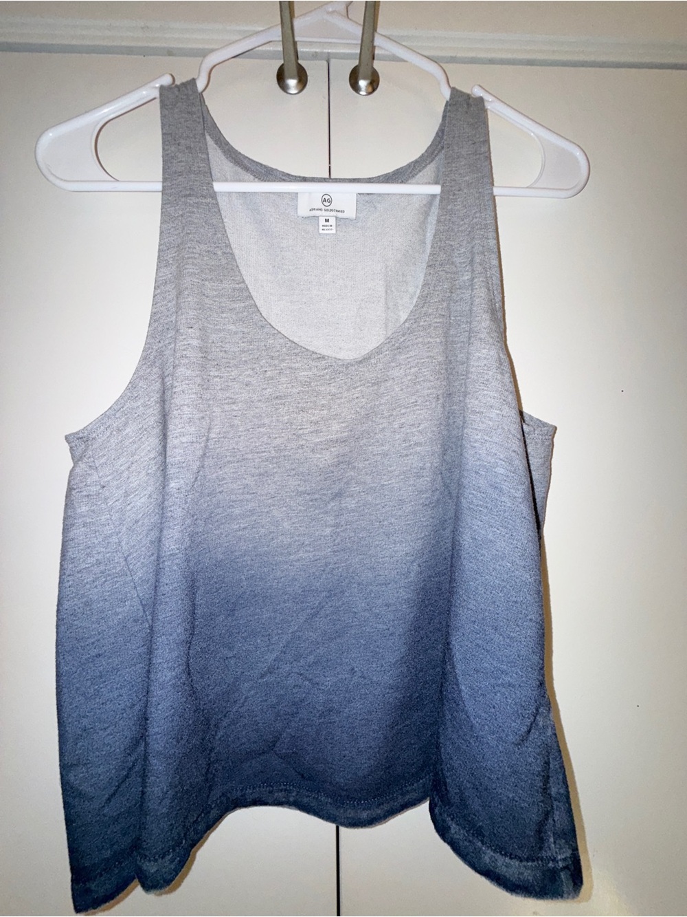 AG Adriano Goldschmied Gray-to-Navy Ombre Scoop Neck Tank